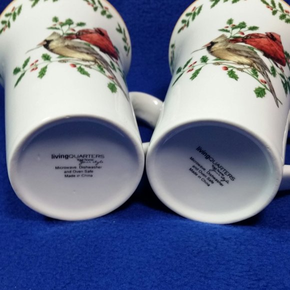 Cardinals In Holly Latte Mug Set Living Quarters Your Home Your Style Set of 2 - Picture 10 of 10